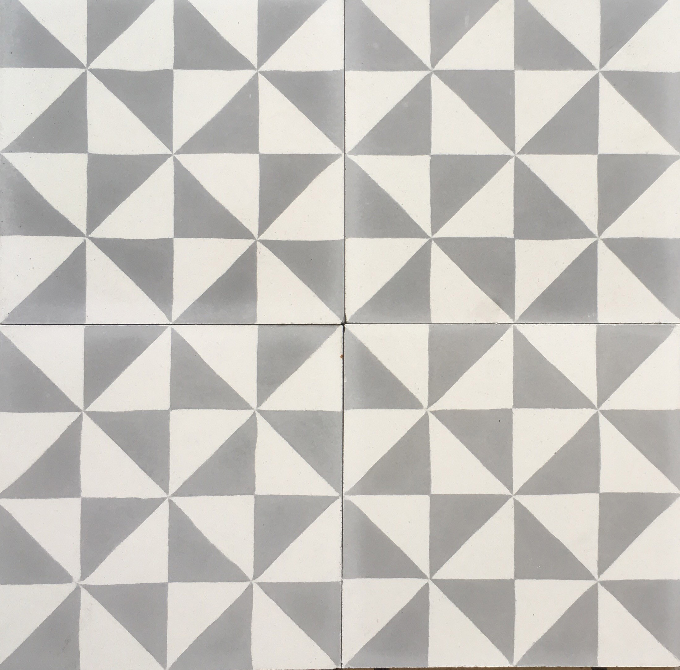 Truchet Light Grey Encaustic Cement Tile